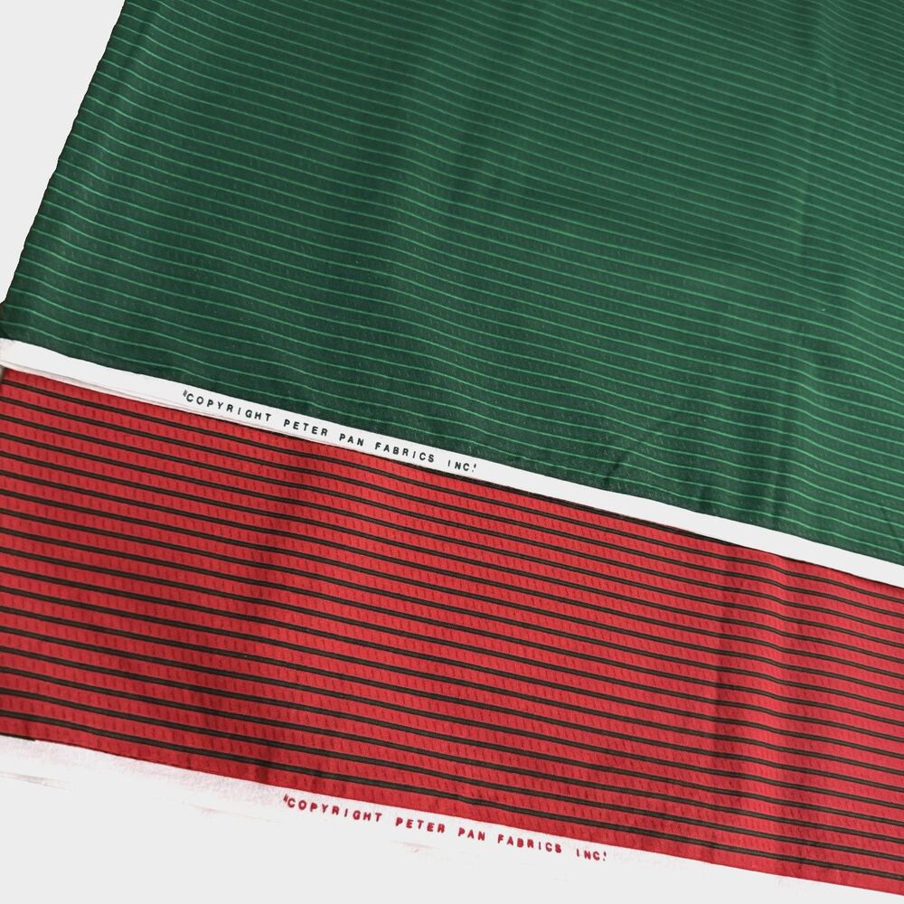 Vtg Peter Pan Fabric Bundle Christmas Red & Green Stripes Cotton Quilt Xmas 2+yd